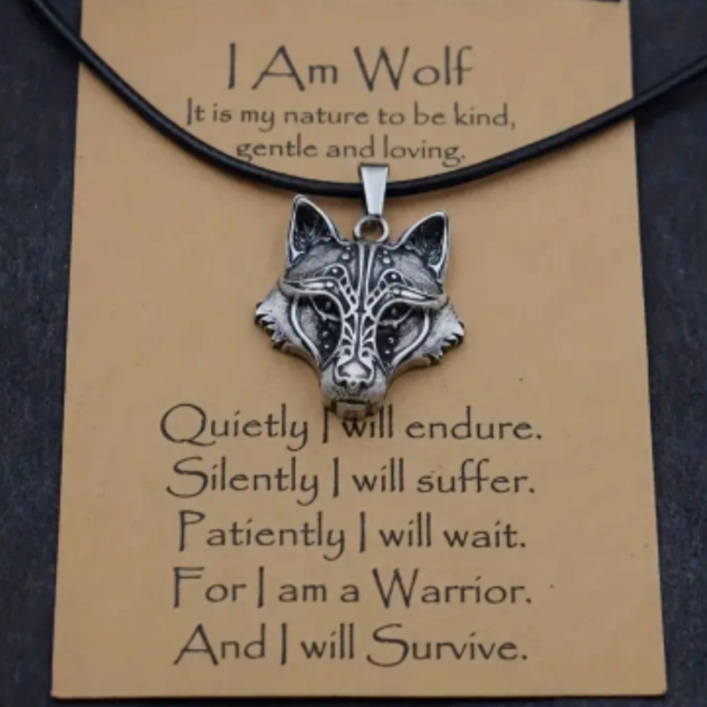 Wolf Head Pendent rope necklace‎